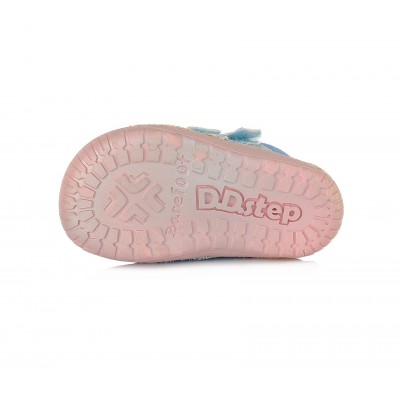 D. D. step barefoot dievčenská detská plátená obuv blue 070-186